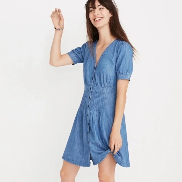 NWT Madewell Daylily Denim Button Front Dress - Picture 1 of 7